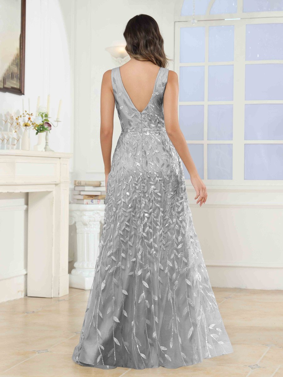 Robes Mère De La Mariée En Pailleté À Sans Manches Dos En V Estelle – Image 9