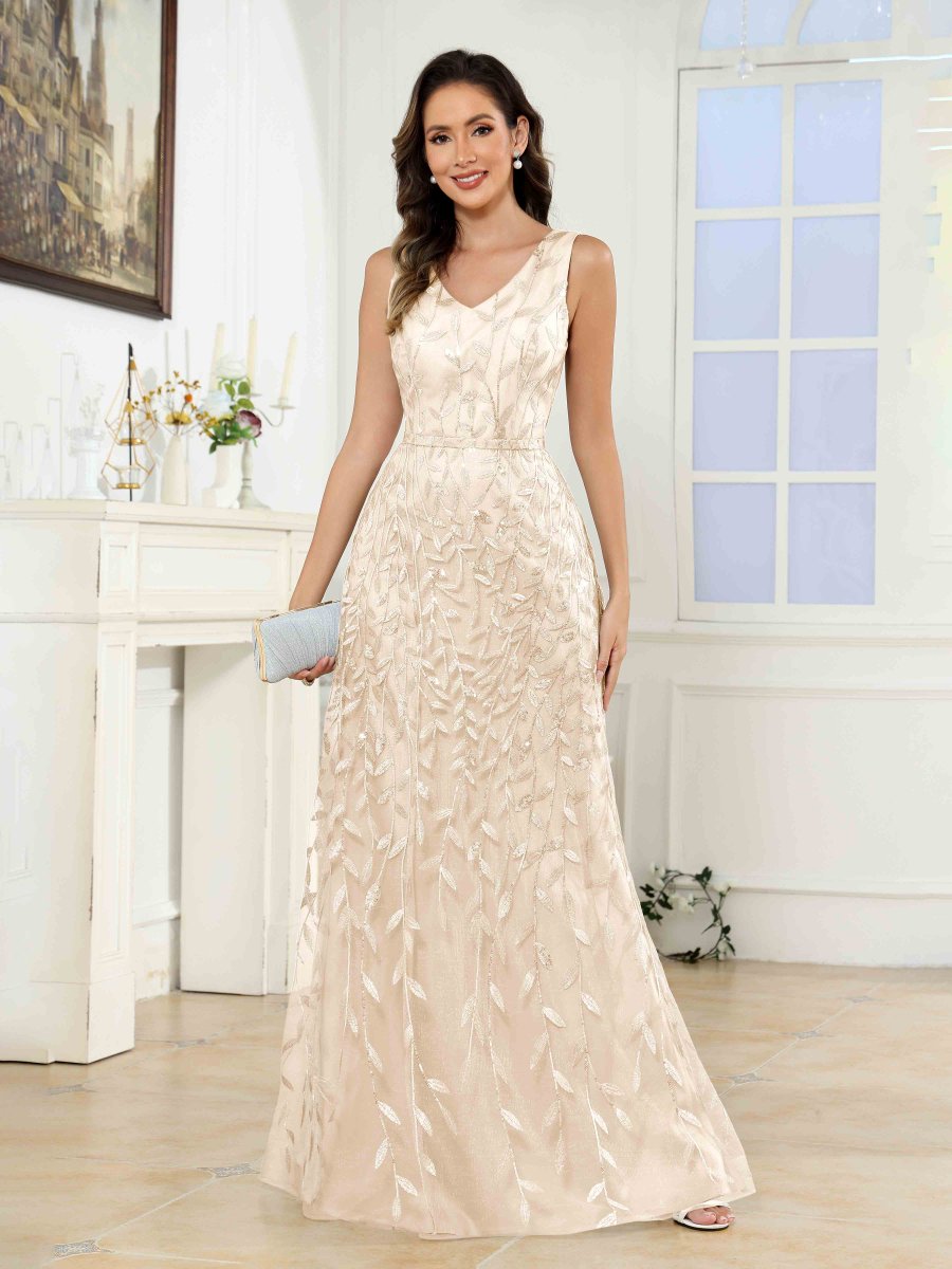 Robes Mère De La Mariée En Pailleté À Sans Manches Dos En V Estelle – Image 5