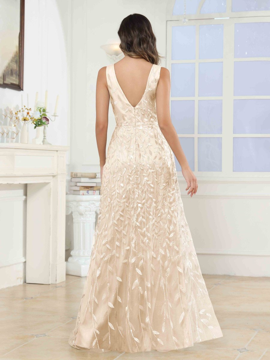 Robes Mère De La Mariée En Pailleté À Sans Manches Dos En V Estelle – Image 6