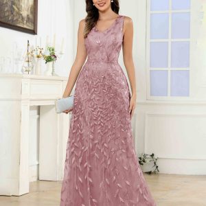 Robes Mère De La Mariée En Pailleté À Sans Manches Dos En V Estelle