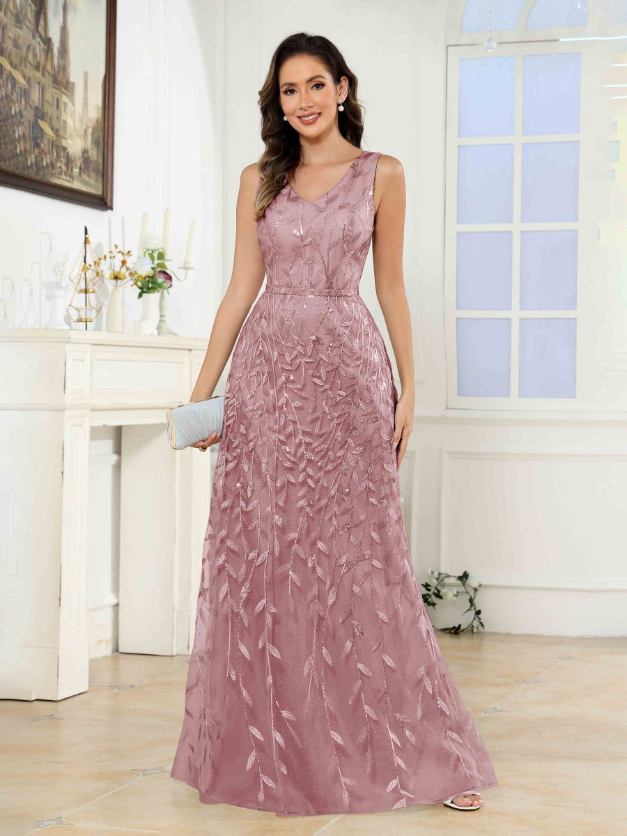 Robes Mère De La Mariée En Pailleté À Sans Manches Dos En V Estelle – Image 2