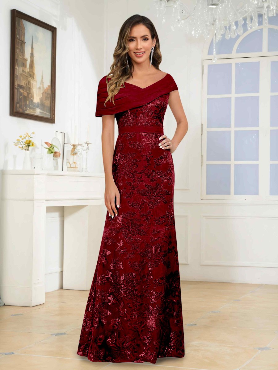 Robes Mère De La Mariée En Pailleté À Asymétrique Ruché Longue Harlee – Image 7