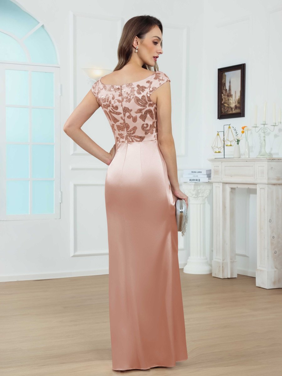 Robes Mère De La Mariée En Pailleté À Col Rond Asymétrique Lysandra – Image 3