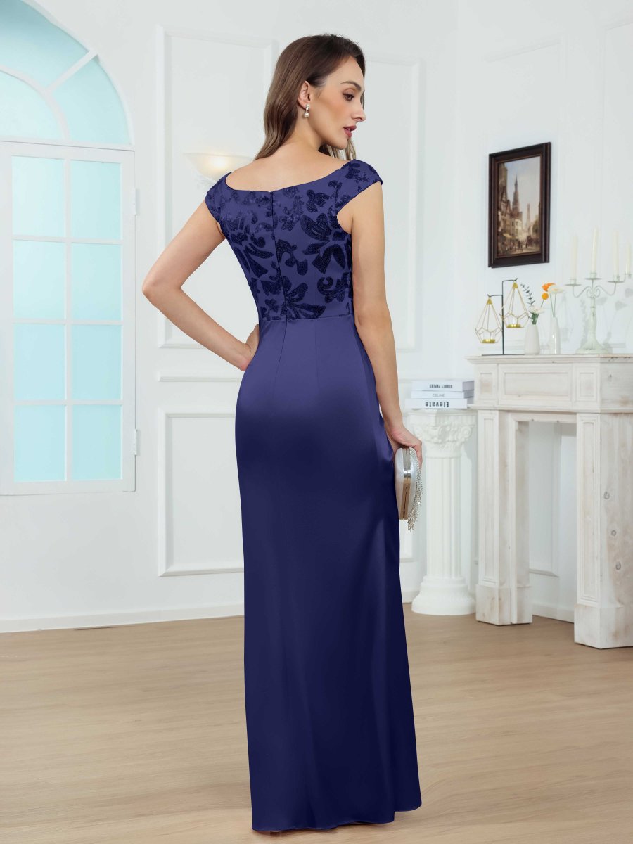 Robes Mère De La Mariée En Pailleté À Col Rond Asymétrique Lysandra – Image 5