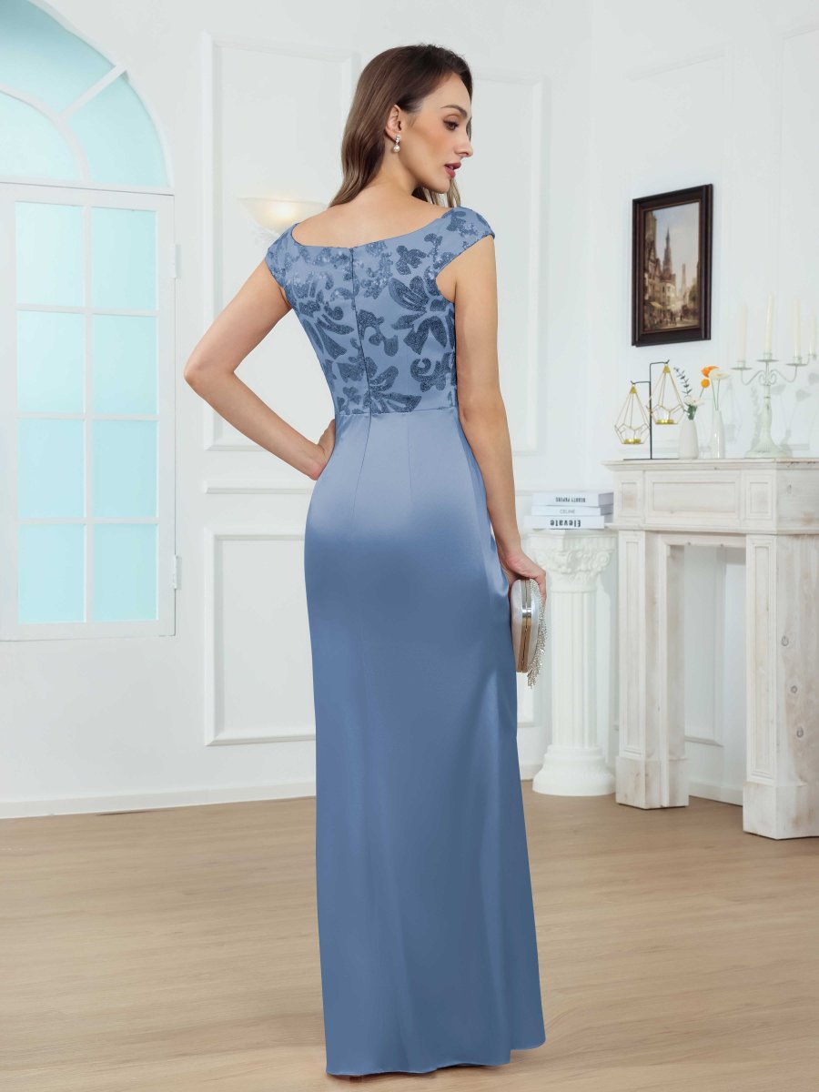 Robes Mère De La Mariée En Pailleté À Col Rond Asymétrique Lysandra – Image 7