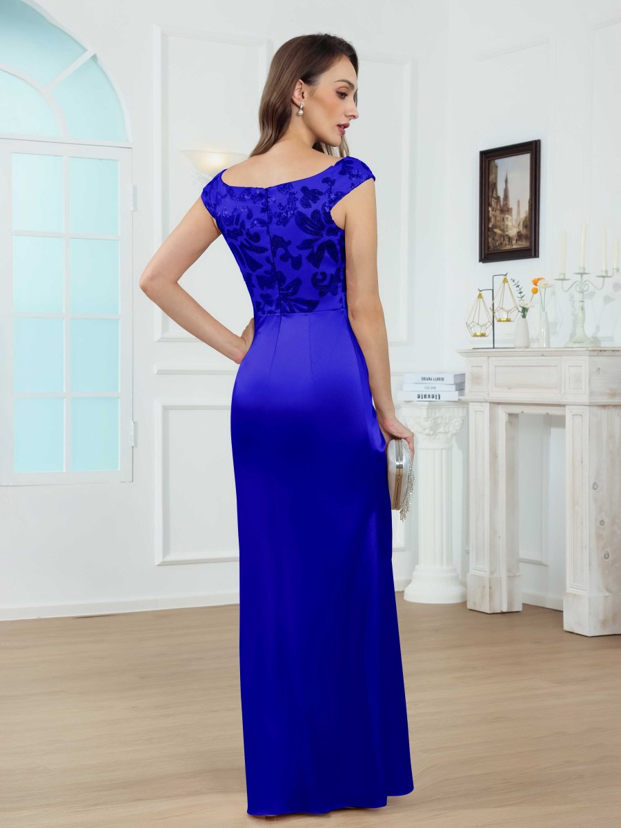 Robes Mère De La Mariée En Pailleté À Col Rond Asymétrique Lysandra – Image 9