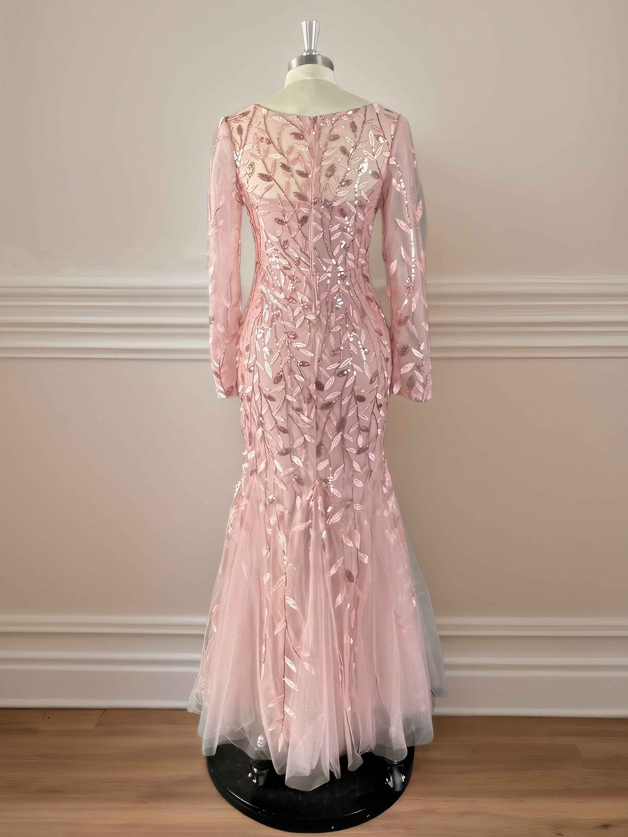 Robes Mère De La Mariée En Pailleté À Illusion Manches Longues Karina – Image 3