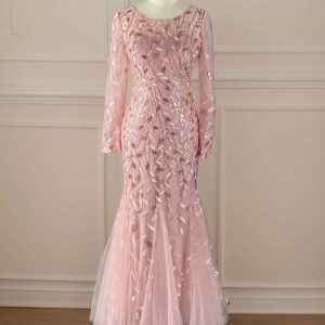 Robes Mère De La Mariée En Pailleté À Illusion Manches Longues Karina