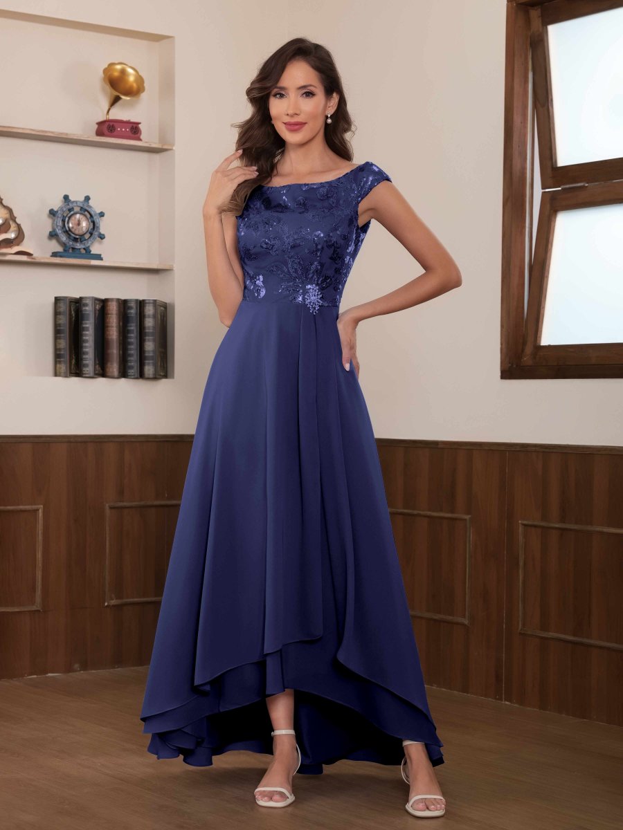 Robes Mère De La Mariée En Pailleté À Pailleté Perles Col Rond Tamsin – Image 3