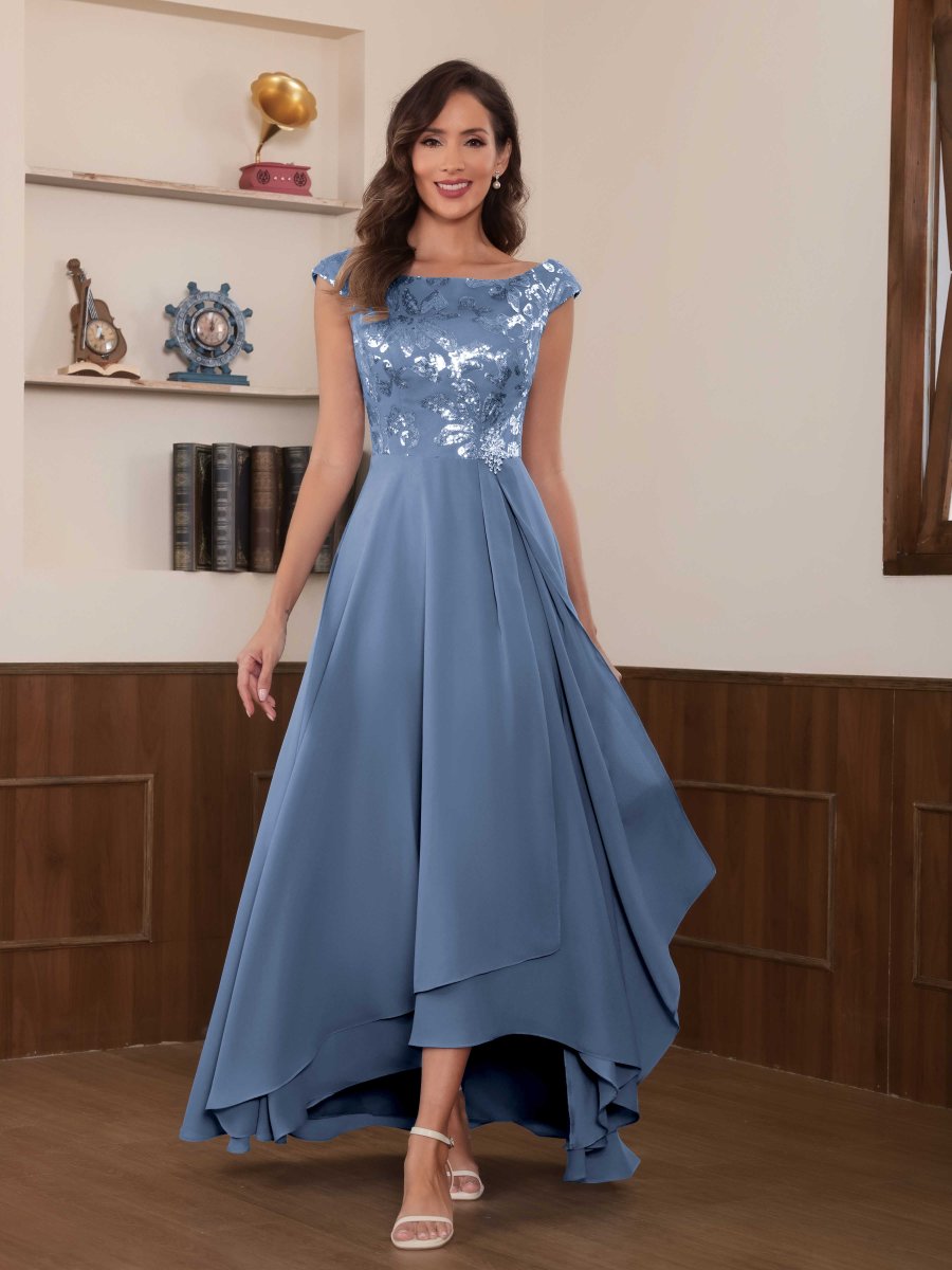 Robes Mère De La Mariée En Pailleté À Pailleté Perles Col Rond Tamsin – Image 5