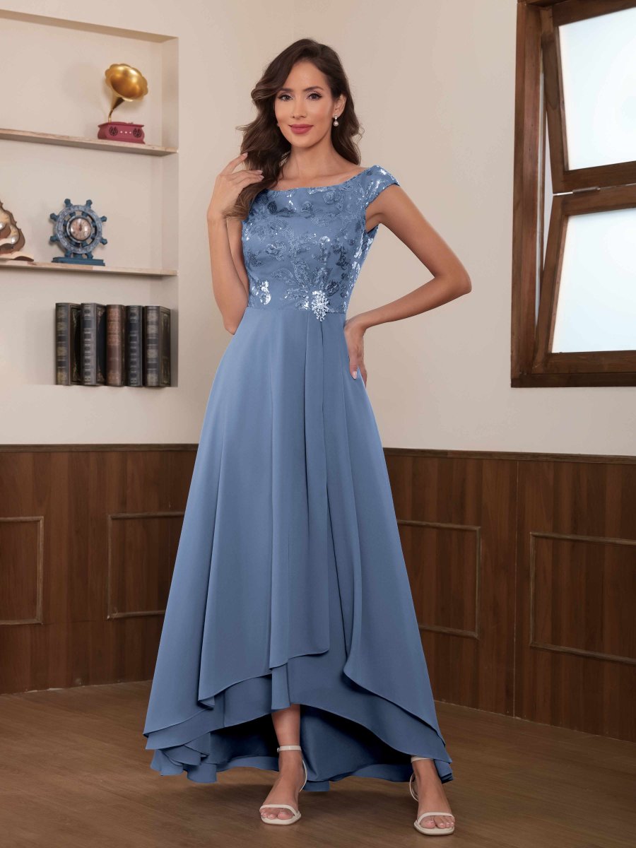 Robes Mère De La Mariée En Pailleté À Pailleté Perles Col Rond Tamsin – Image 6