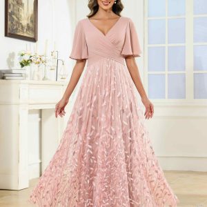 Robes Mère De La Mariée En Pailleté Mousseline À Ruché Marina