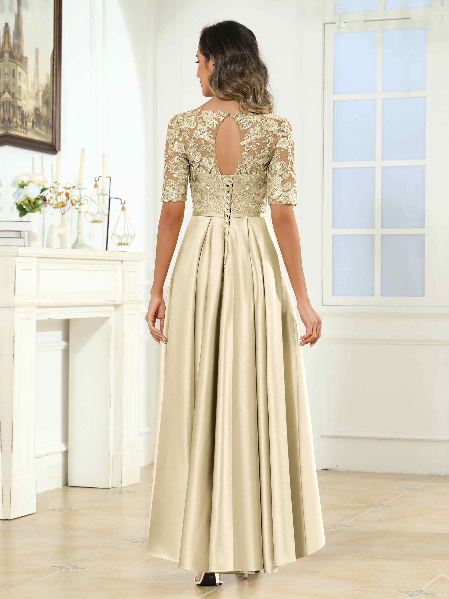 Robes Mère De La Mariée En Satin À Appliqués Illusion Sky – Image 7