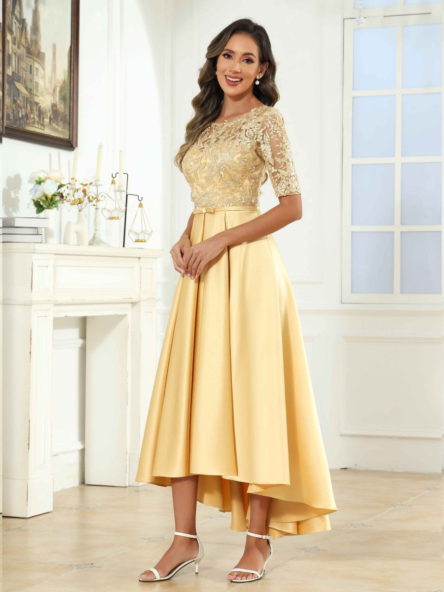 Robes Mère De La Mariée En Satin À Appliqués Illusion Sky – Image 3