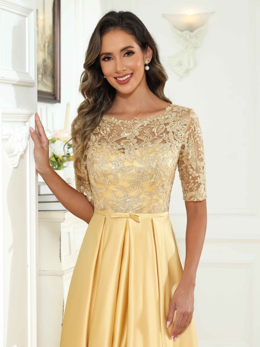 Robes Mère De La Mariée En Satin À Appliqués Illusion Sky – Image 4