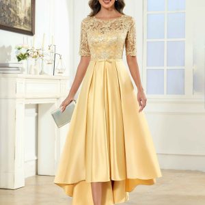 Robes Mère De La Mariée En Satin À Appliqués Illusion Sky