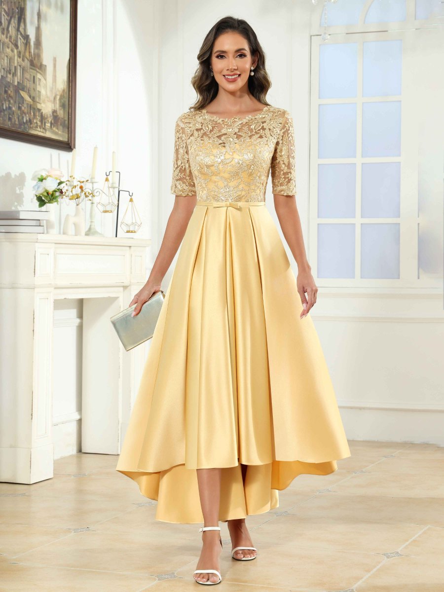 Robes Mère De La Mariée En Satin À Appliqués Illusion Sky