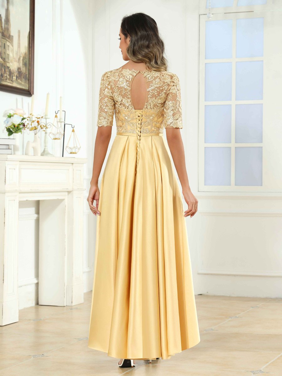 Robes Mère De La Mariée En Satin À Appliqués Illusion Sky – Image 5