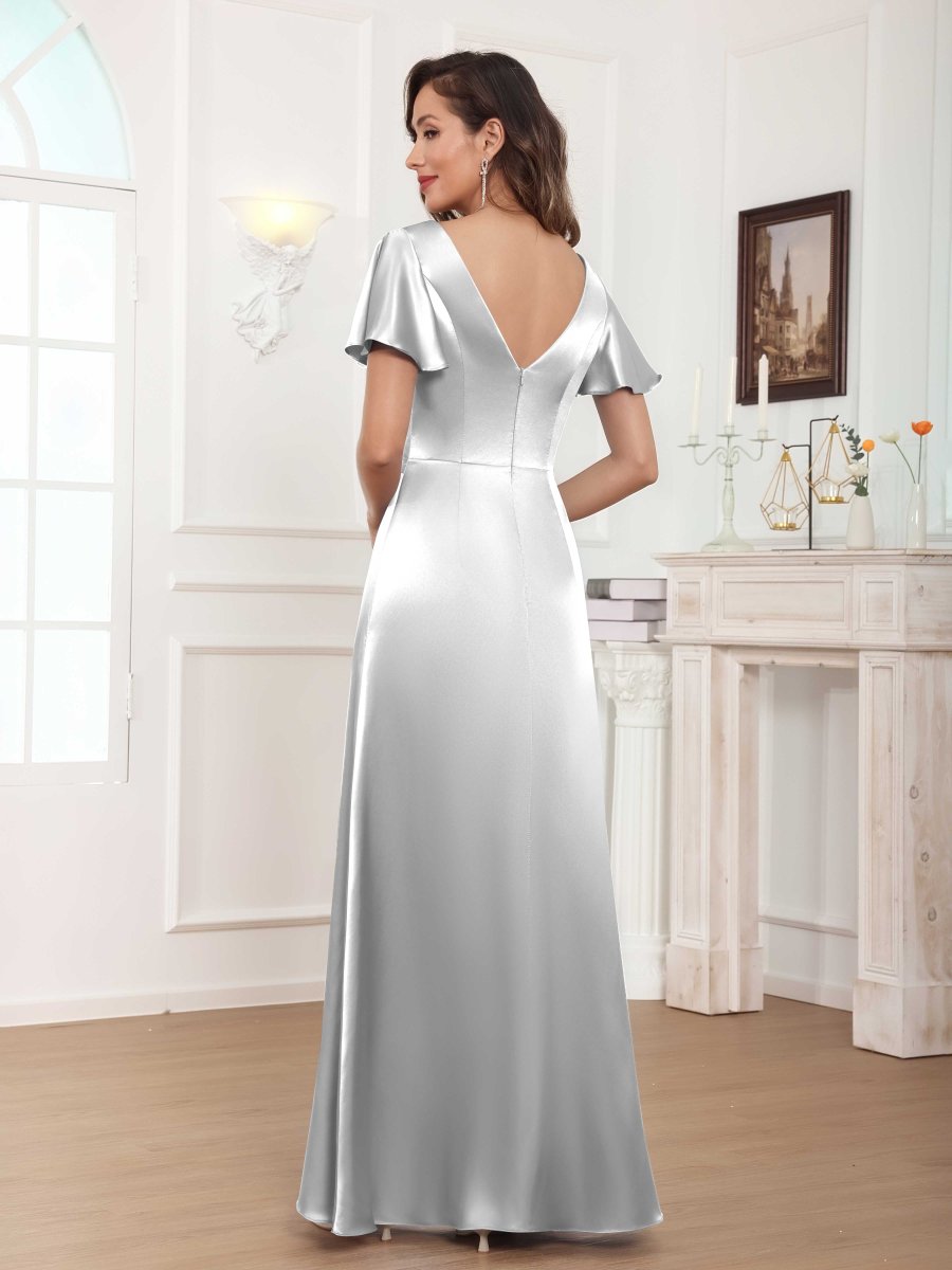 Robes Mère De La Mariée En Satin À Perles Volants Ruché Xanthe – Image 6