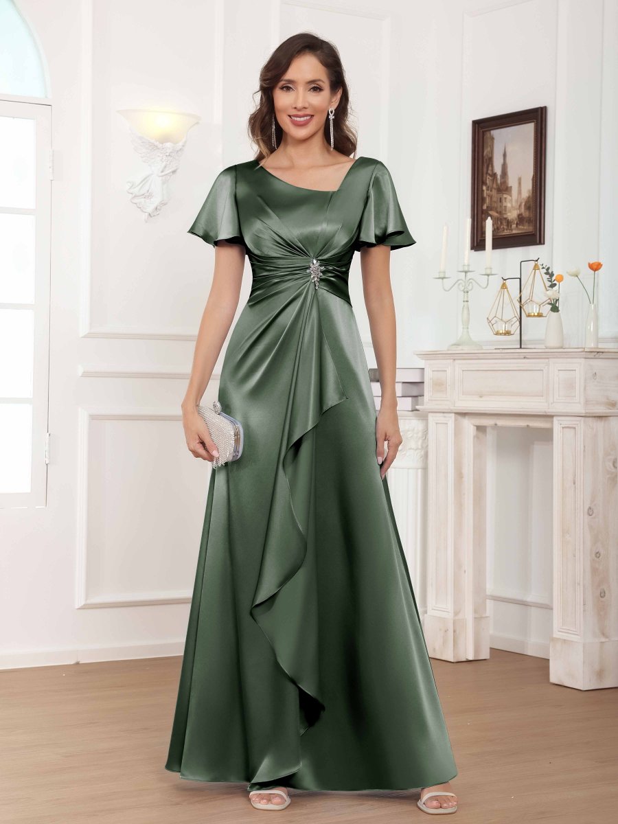 Robes Mère De La Mariée En Satin À Perles Volants Ruché Xanthe – Image 2