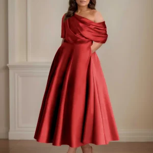 Robes Mère De La Mariée En Satin À Ruché Avec Poches Kenna