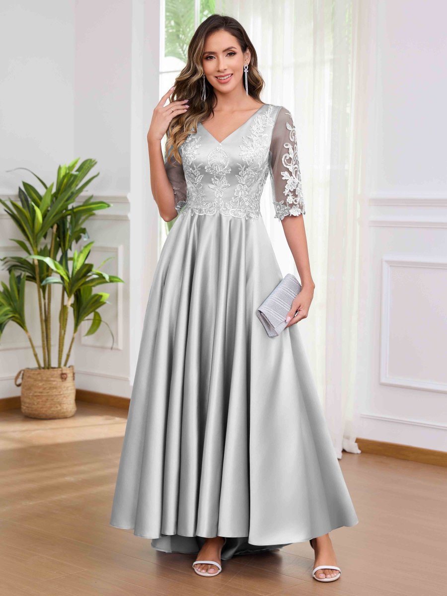 Robes Mère De La Mariée En Satin Appliqués Avec Poches Winnie – Image 4