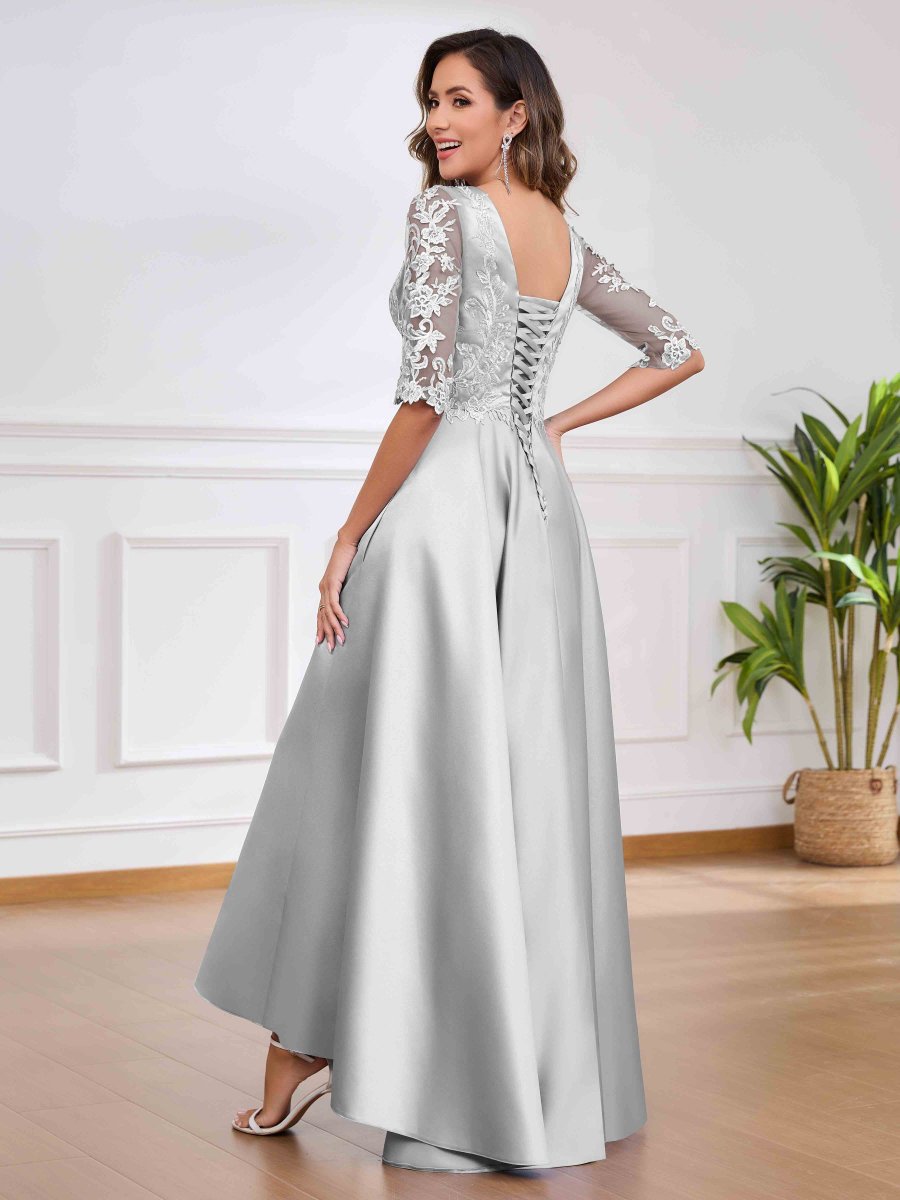 Robes Mère De La Mariée En Satin Appliqués Avec Poches Winnie – Image 6