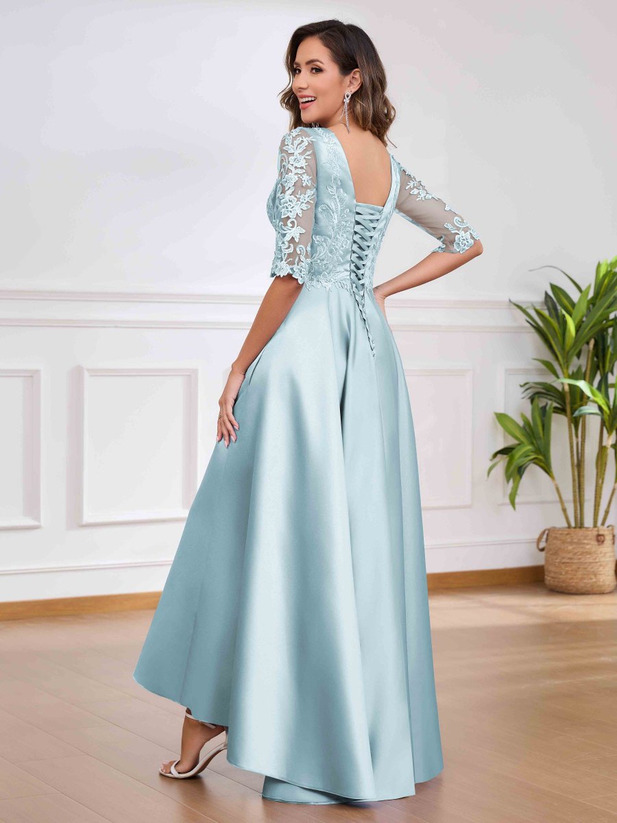 Robes Mère De La Mariée En Satin Appliqués Avec Poches Winnie – Image 9