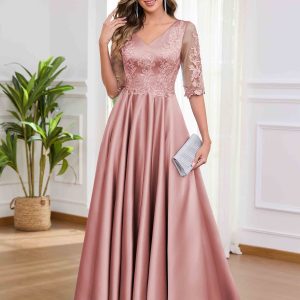 Robes Mère De La Mariée En Satin Appliqués Avec Poches Winnie