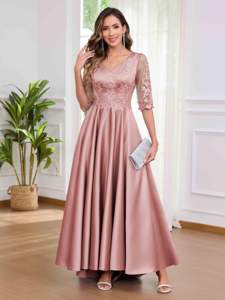 Robes Mère De La Mariée En Satin Appliqués Avec Poches Winnie – Image 2