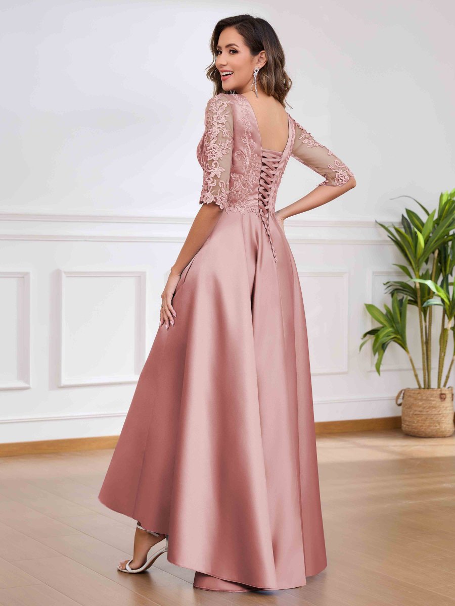 Robes Mère De La Mariée En Satin Appliqués Avec Poches Winnie – Image 3