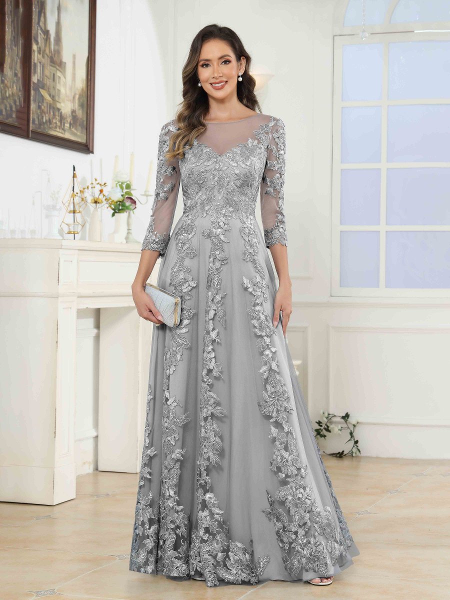 Robes Mère De La Mariée En Tulle À Appliqués Illusion Nellie – Image 4