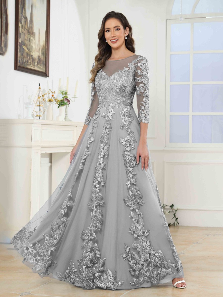 Robes Mère De La Mariée En Tulle À Appliqués Illusion Nellie – Image 5
