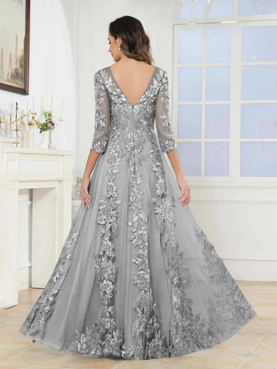 Robes Mère De La Mariée En Tulle À Appliqués Illusion Nellie – Image 6