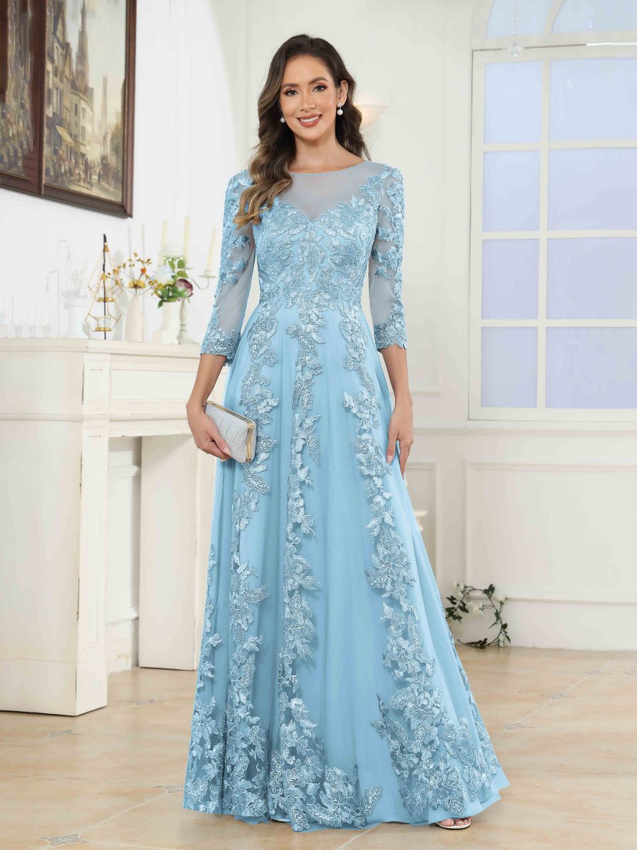 Robes Mère De La Mariée En Tulle À Appliqués Illusion Nellie – Image 7