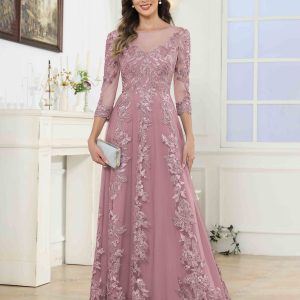 Robes Mère De La Mariée En Tulle À Appliqués Illusion Nellie