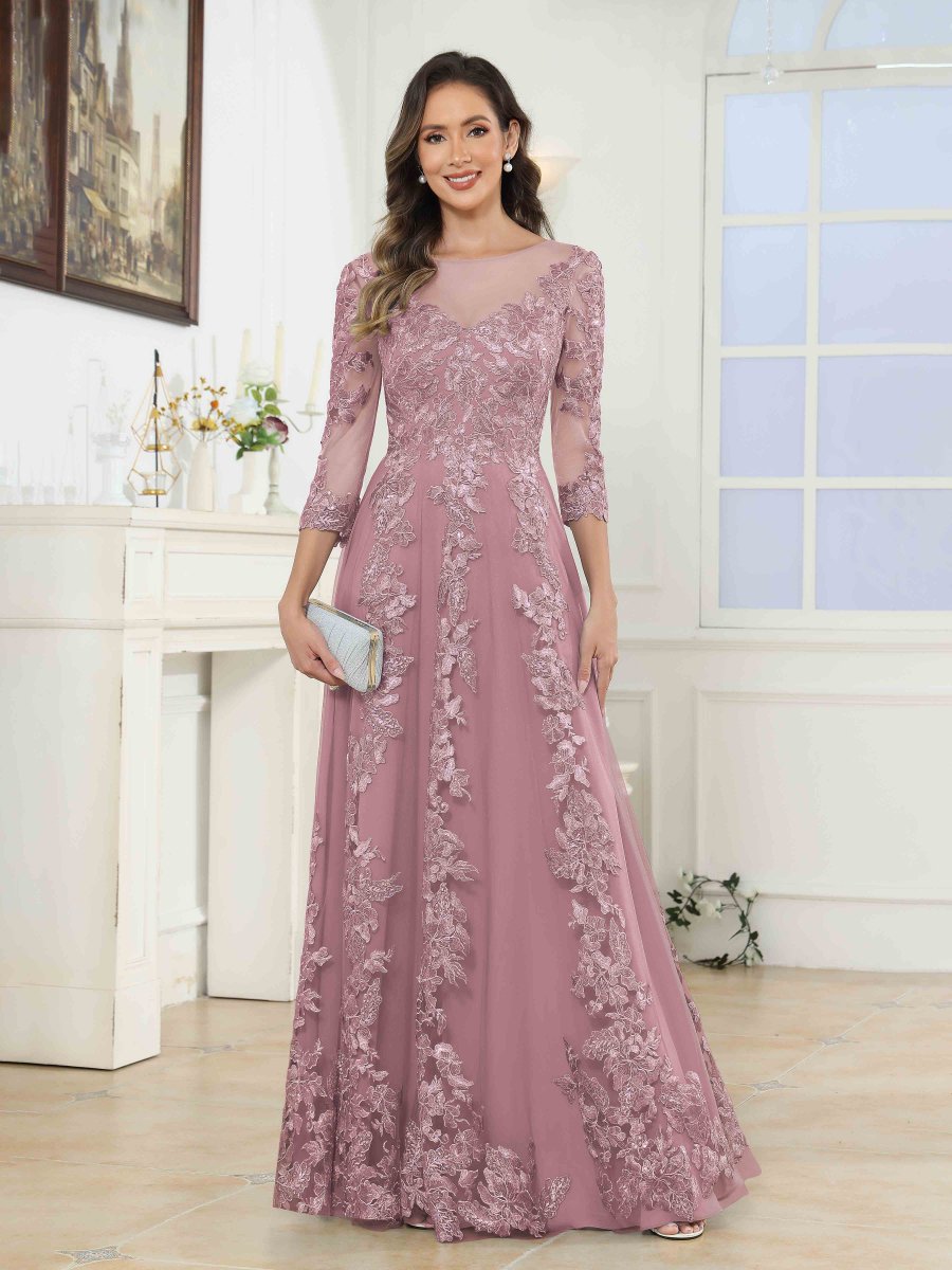 Robes Mère De La Mariée En Tulle À Appliqués Illusion Nellie – Image 2