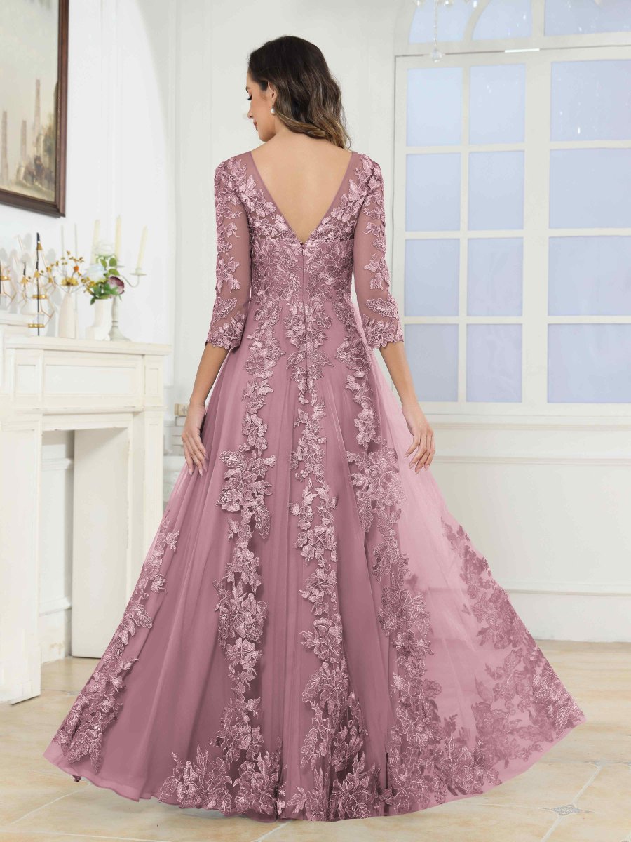 Robes Mère De La Mariée En Tulle À Appliqués Illusion Nellie – Image 3