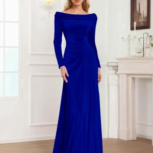 Robes Mère De La Mariée En Velours À Manches Longues Ruché Zanna