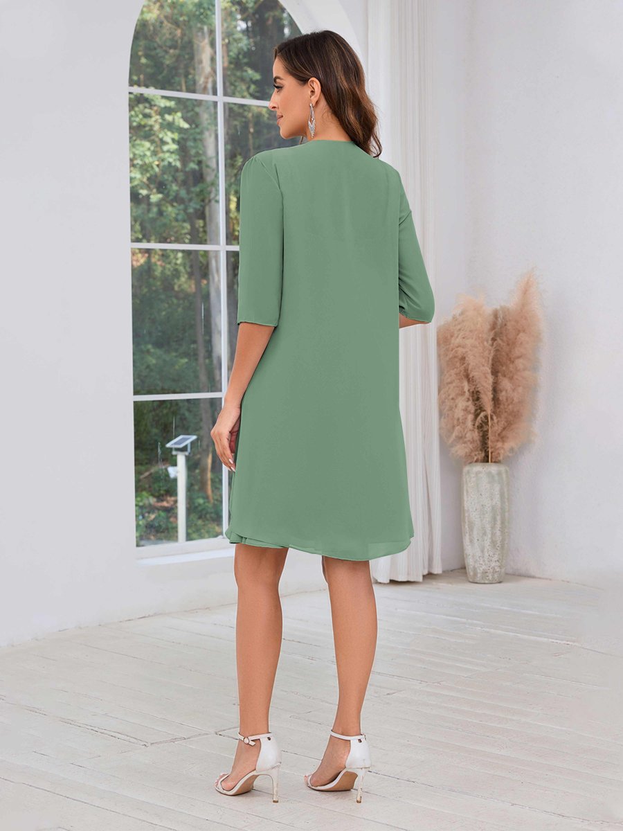 Robes Mère De La Mariée À Dentelle Longueur Aux Genoux Deux Pièces Macie – Image 4