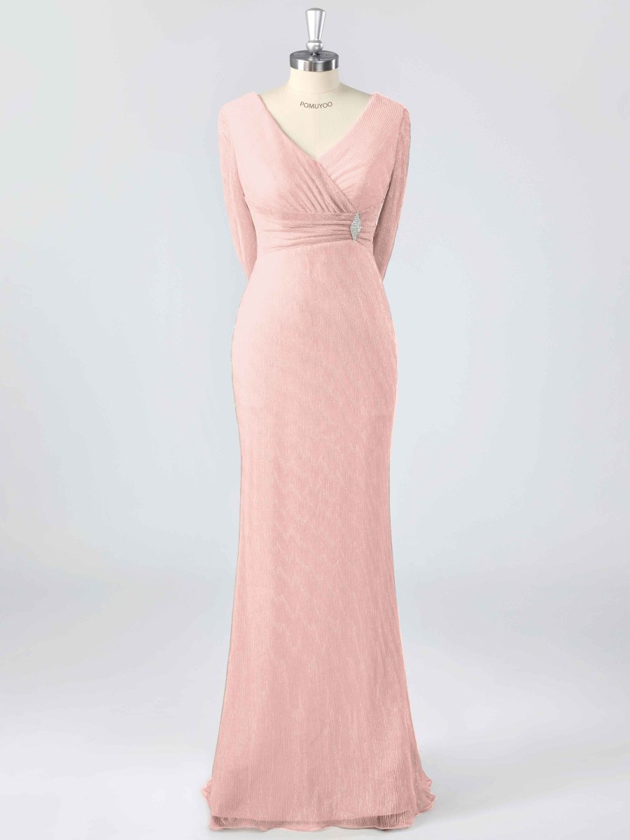 Robes Mère De La Mariée Gaine À Perles Ruché Avec Châle – Image 7