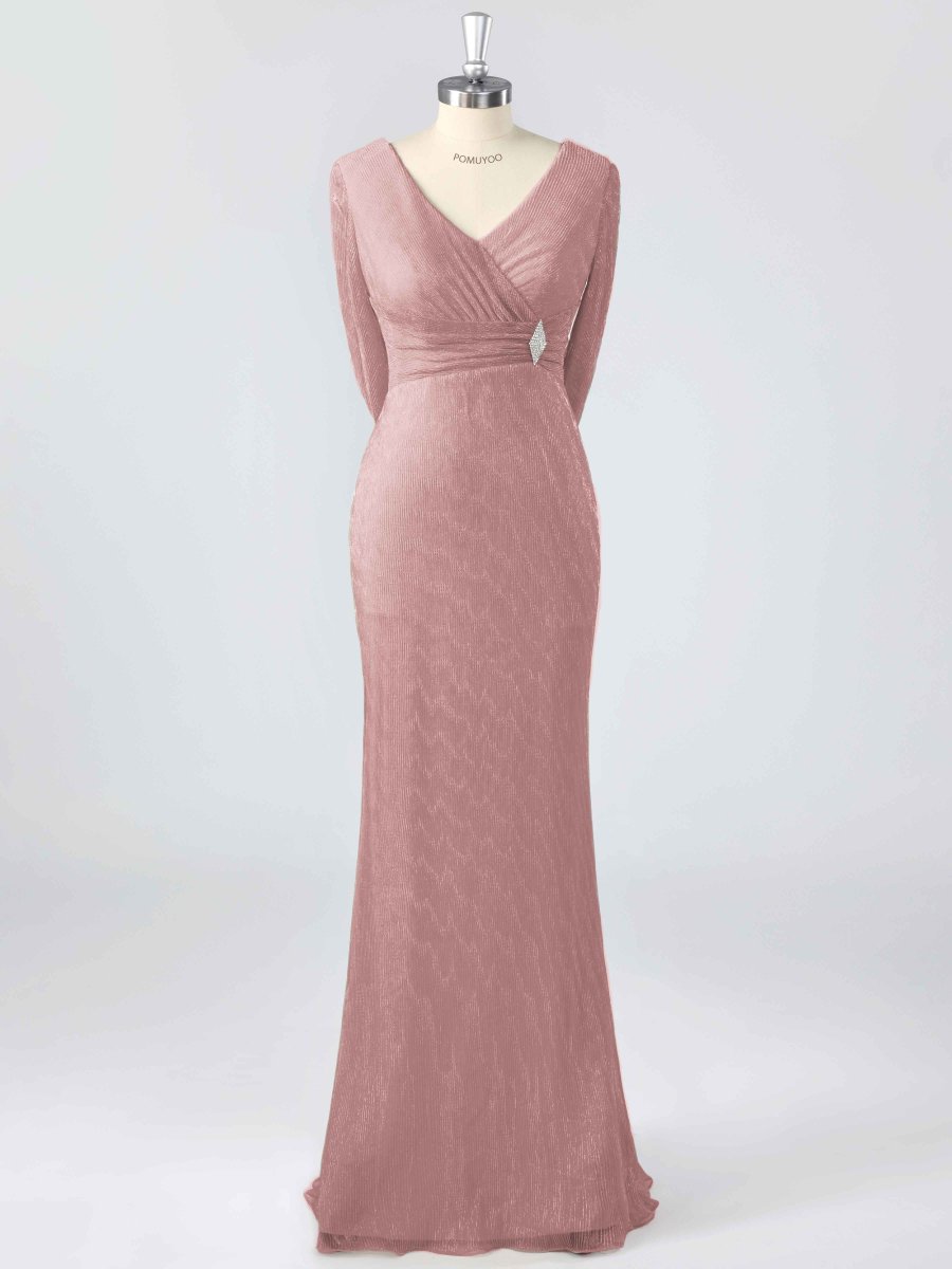 Robes Mère De La Mariée Gaine À Perles Ruché Avec Châle – Image 8