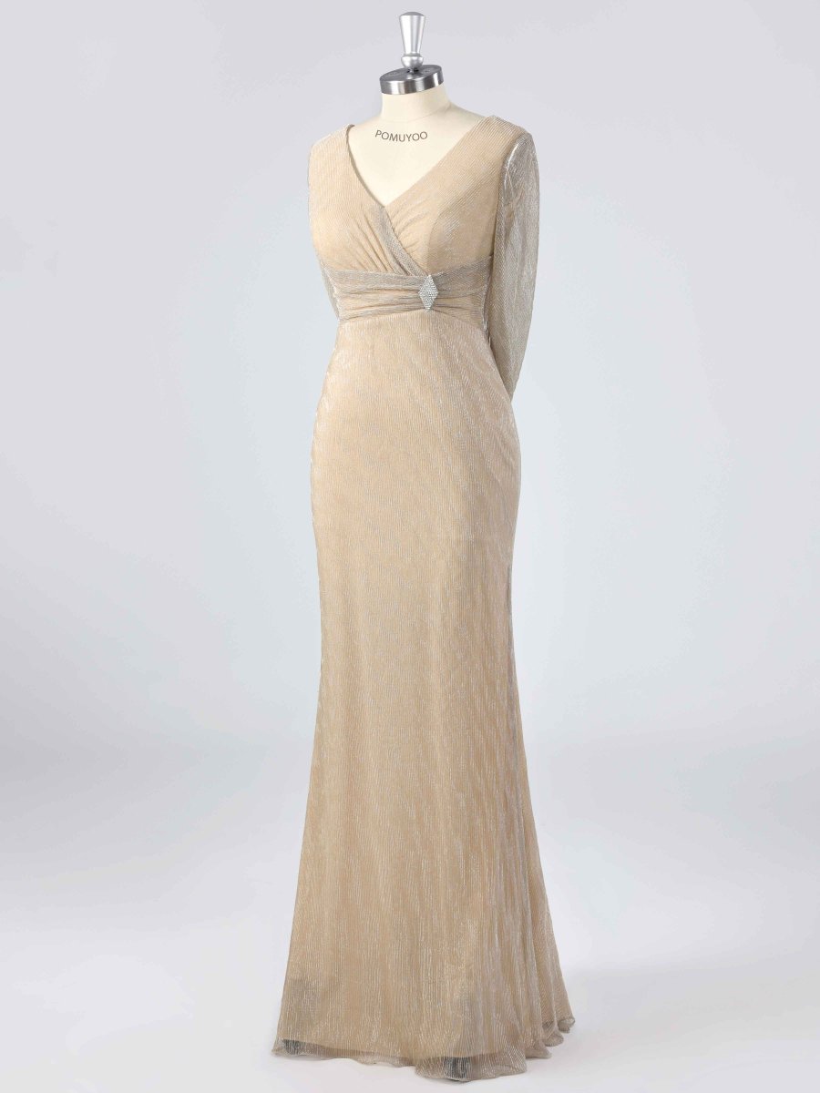 Robes Mère De La Mariée Gaine À Perles Ruché Avec Châle – Image 4