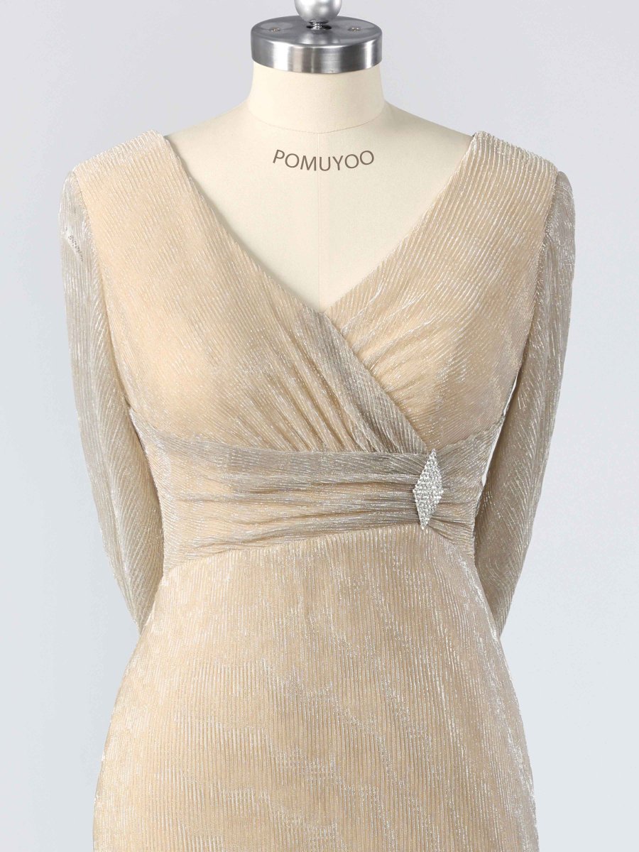 Robes Mère De La Mariée Gaine À Perles Ruché Avec Châle – Image 3