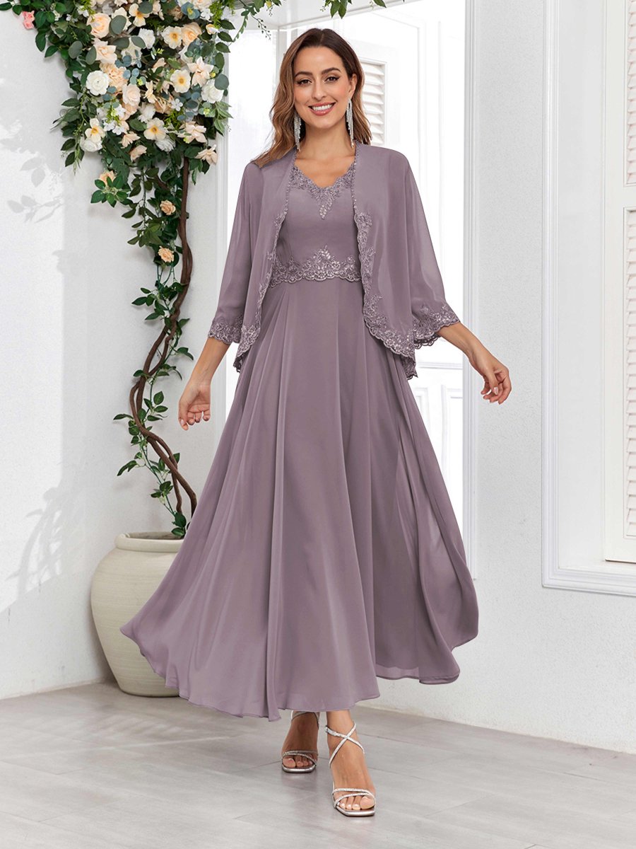 Robes Mère De La Mariée À Deux Pièces Appliqués Dentelle Aisha – Image 5