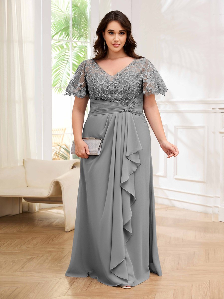 Robes Mère De La Mariée Grande Taille À Dentelle Appliqués Trou De Serrure Mara – Image 4