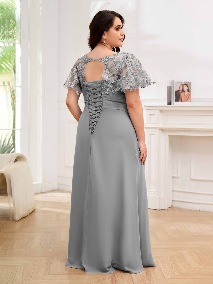 Robes Mère De La Mariée Grande Taille À Dentelle Appliqués Trou De Serrure Mara – Image 6