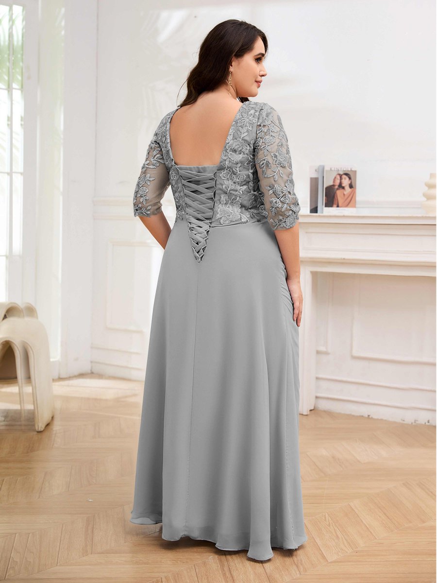 Robes Mère De La Mariée Grande Taille À Lacets Dentelle Colonne Volants Opal – Image 9