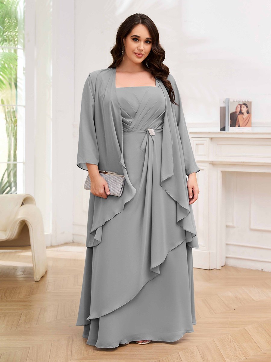 Robes Mère De La Mariée Grande Taille À Lacets Deux-Pièces Perles Volants Elliott – Image 4