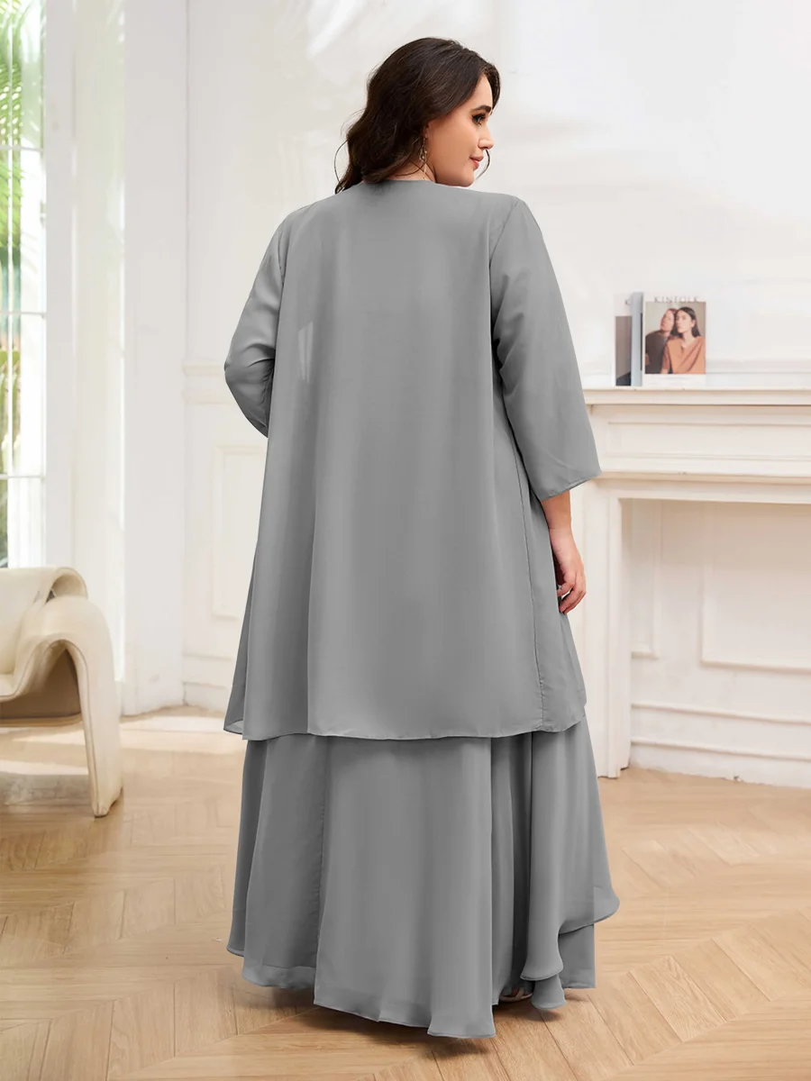 Robes Mère De La Mariée Grande Taille À Lacets Deux-Pièces Perles Volants Elliott – Image 6
